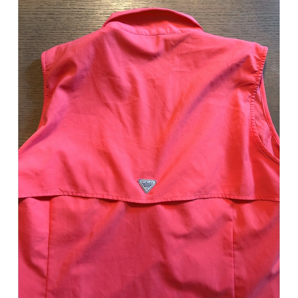 Columbia PFG Mens Sleeveless Fishing Shirt Coral Pink Ripstop Ventilated L/G - Picture 9 of 11